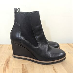 Sofft Black Leather Ankle Boots Monica 8 Waterproof Nwot Wedge Comfort